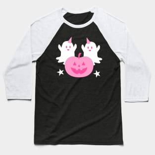 Cute Ghosts and Pumpkin Baseball T-Shirt